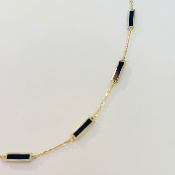 rectangular inlaid stone necklace