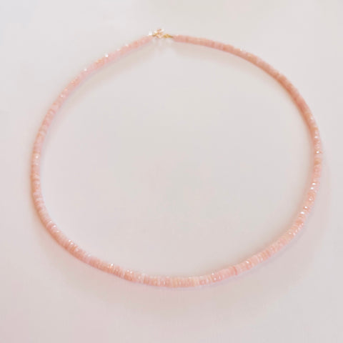 Pink opal heishi necklace