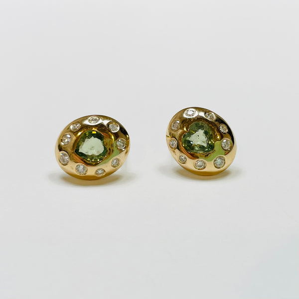 sapphire heart dome earrings