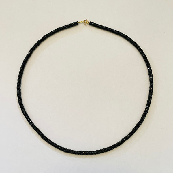 black onyx heishi cut necklace