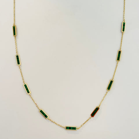 rectangular inlaid stone necklace