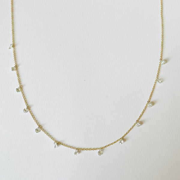 floating diamond fringe necklace