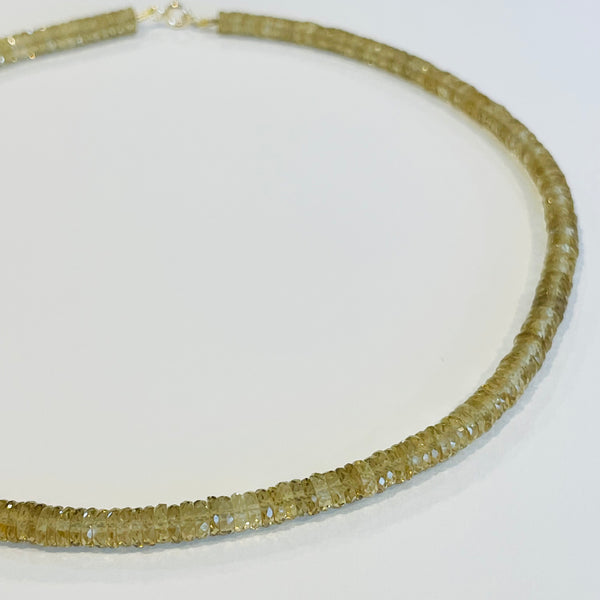whiskey quartz heishi necklace