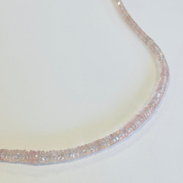 peach sapphire heishi necklace