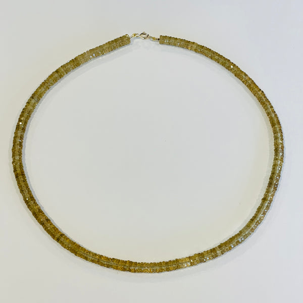 whiskey quartz heishi necklace