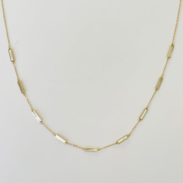 rectangular inlaid stone necklace