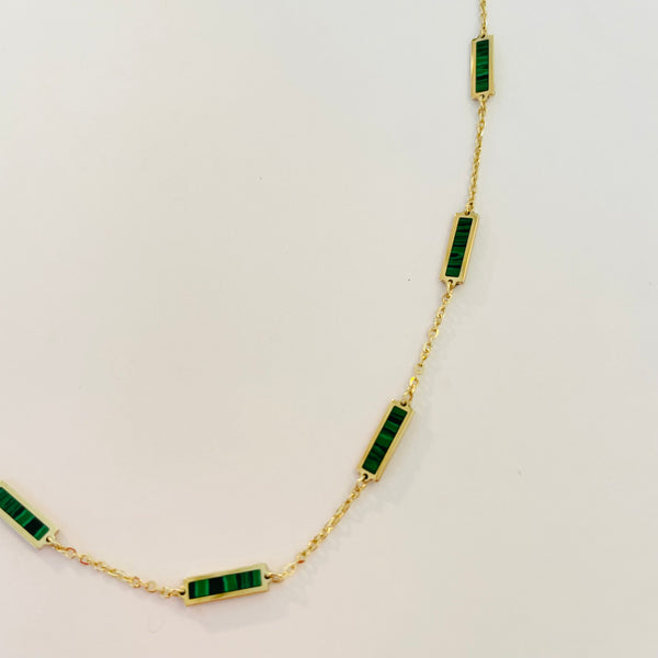 rectangular inlaid stone necklace