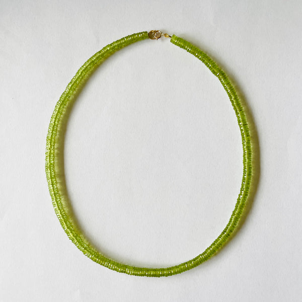 peridot heishi necklace
