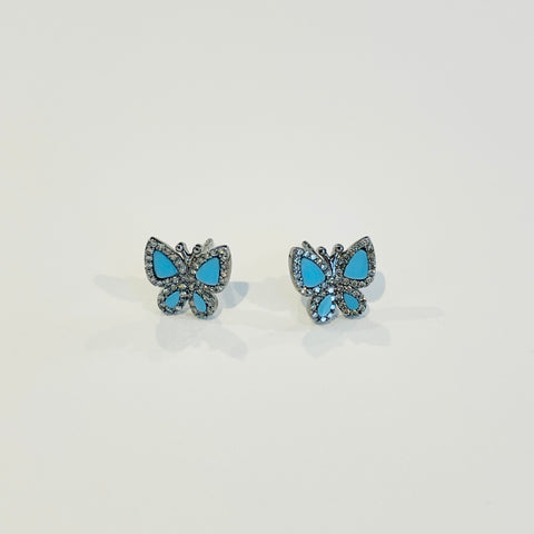 turquoise butterfly studs