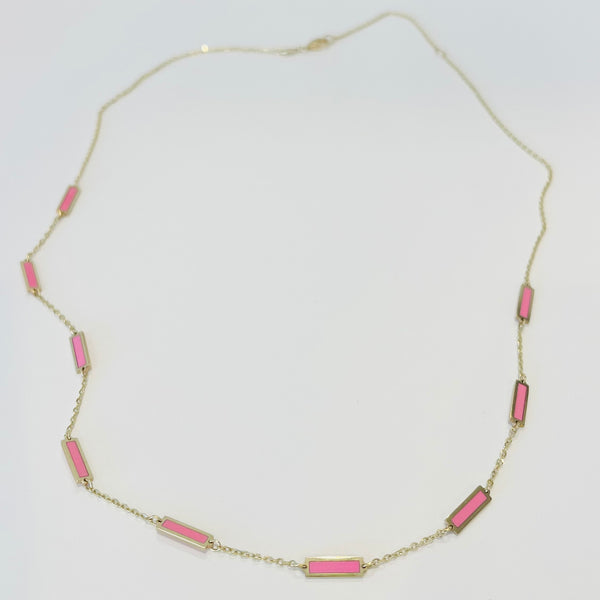 rectangular inlaid stone necklace