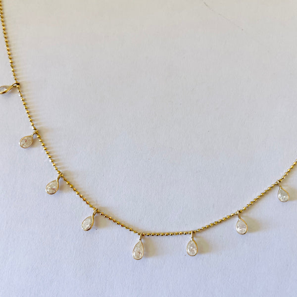 diamond teardrop fringe necklace