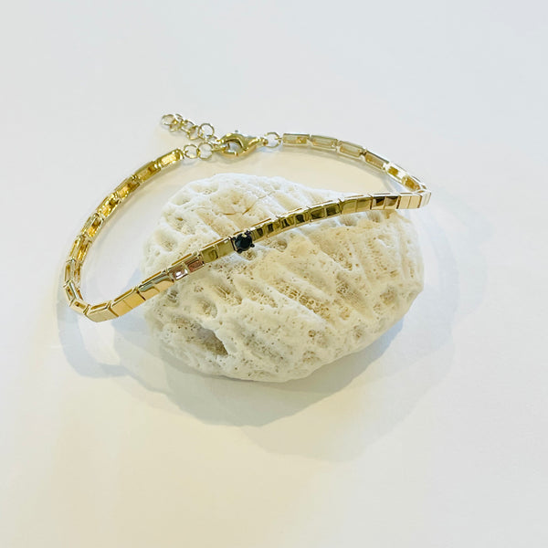 black diamond gold block bracelet