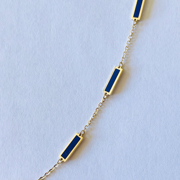 rectangular inlaid stone necklace