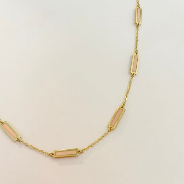 rectangular inlaid stone necklace