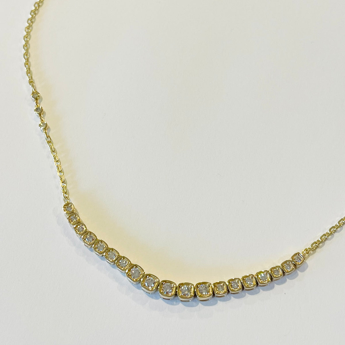 bezel set diamond necklace Theodosia Jewelry