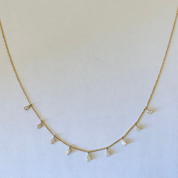 diamond teardrop fringe necklace