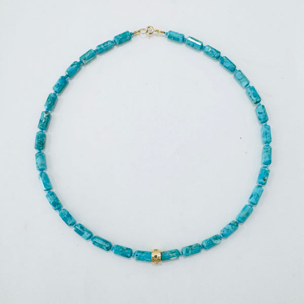 Turquoise necklace with moonstone bead