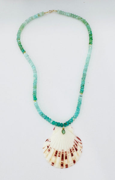 chrysoprase necklace with shell pendant