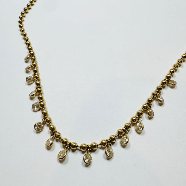 bezel diamond jingle fringe on ball chain