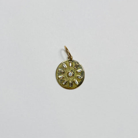 diamond baguette medallion pendant