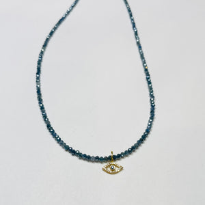 delicate sapphire evil eye necklace