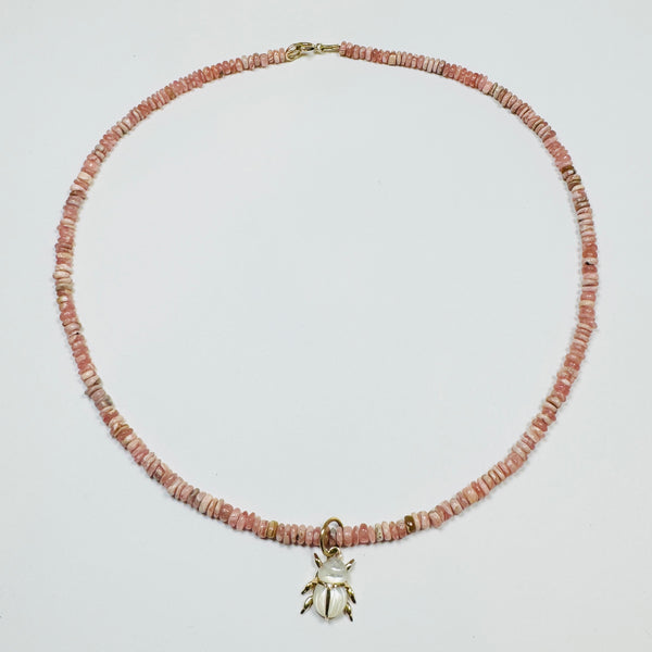 rhodochrosite with scarab