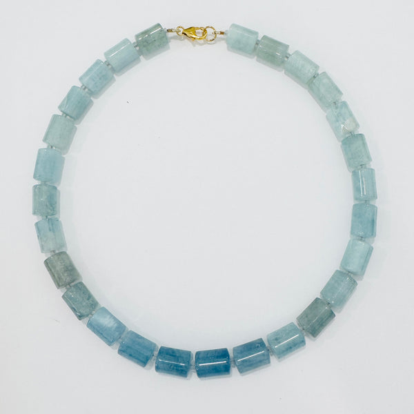 aquamarine tube necklace