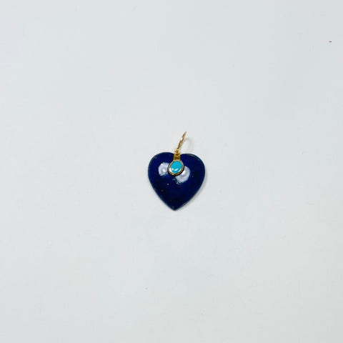 lapis heart pendant with turquoise