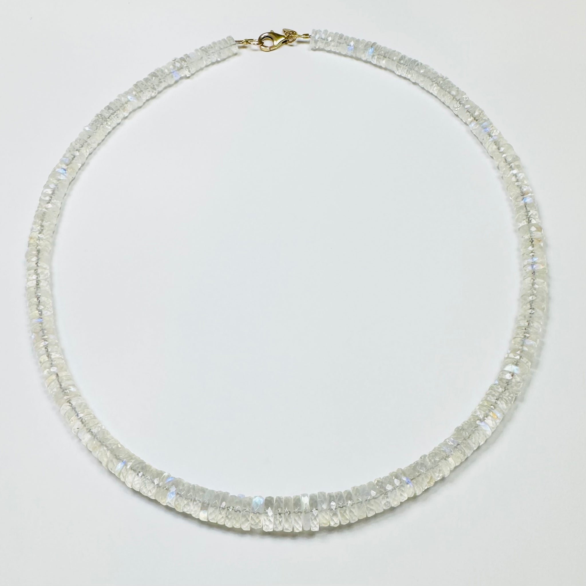 rainbow moonstone faceted heishi cut necklace