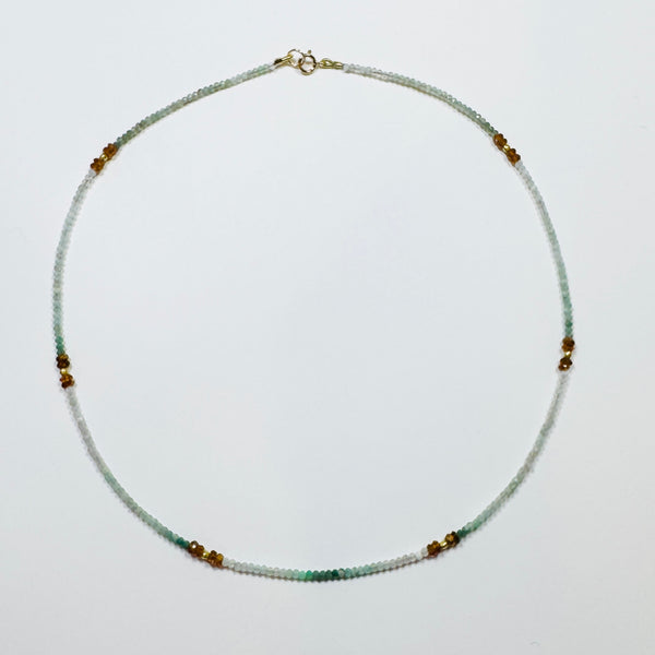 delicate color blocked cube necklace, 6 station