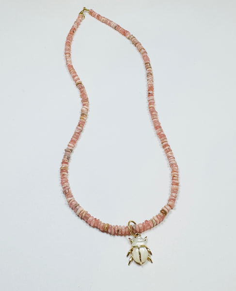 rhodochrosite with scarab