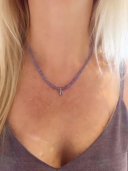 tanzanite necklace with sapphire charm