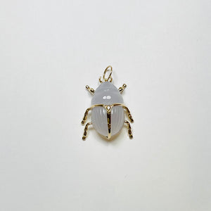 scarab beetle pendant, lavender chalcedony