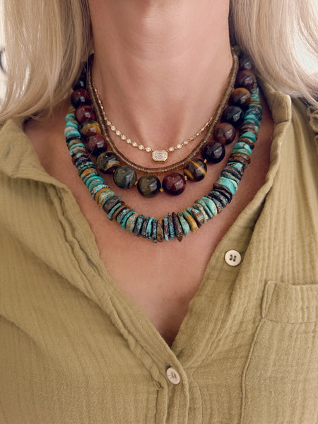 natural turquoise graduated necklace, 8-18 mm