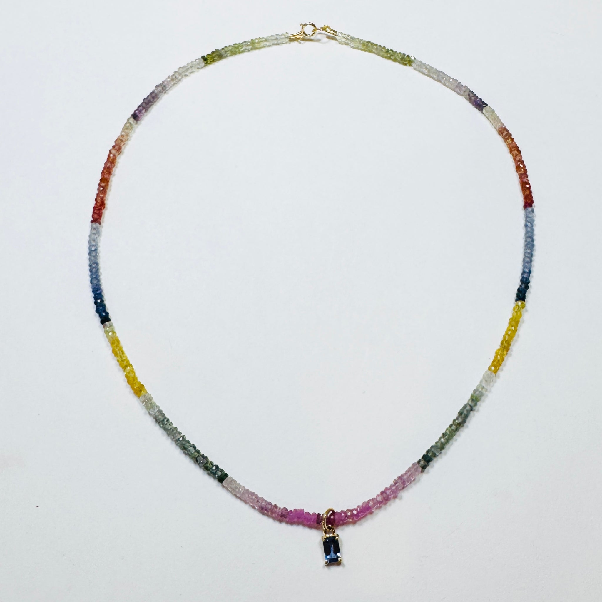 rainbow sapphire necklace with sapphire charm