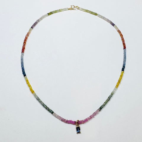 rainbow sapphire necklace with sapphire charm