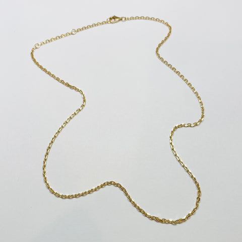 14k gold block link chain, small