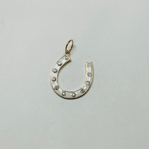 white enamel horseshoe pendant