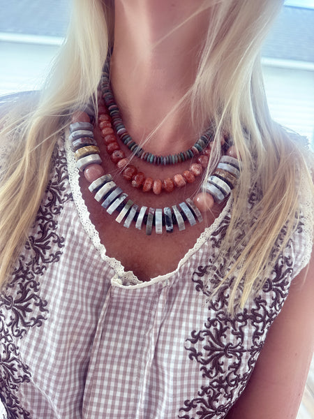 agate and peach moonstone statement necklace