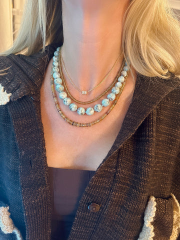 knotted gumball larimar necklace, graduated