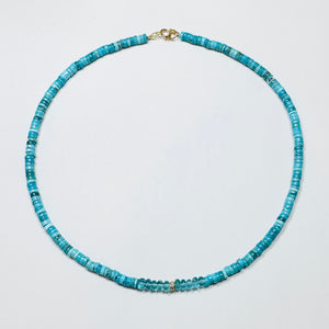 turquoise, apatite, and diamond barrel necklace