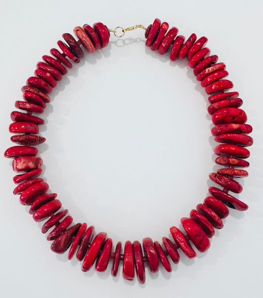 red bamboo coral statement collar