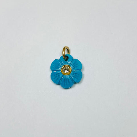 carved turquoise flower pendant, 5/8 in