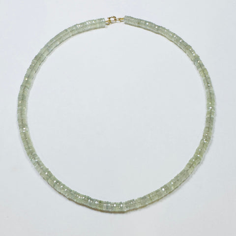 prehnite heishi necklace, 7mm