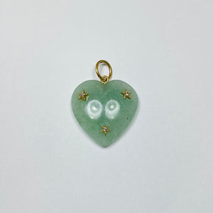 jade heart and stars pendant