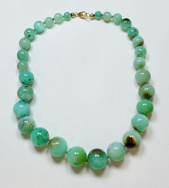 knotted gumball chrysoprase necklace, graduated
