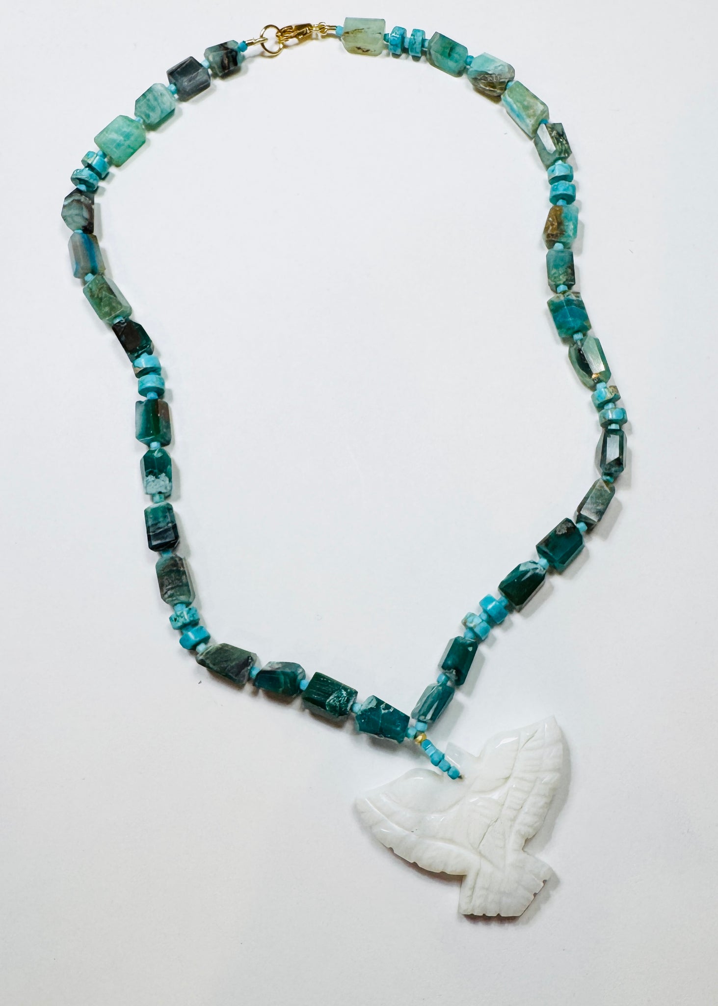 eagle necklace, white agate
