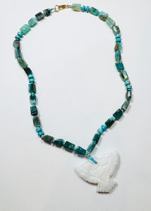 eagle necklace, white agate