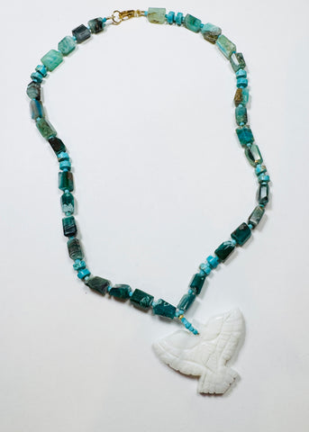 eagle necklace, white agate