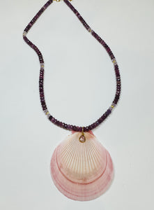 sapphire necklace with shell pendant